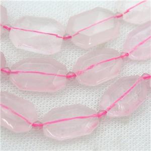 Rose Quartz Beads, faceted rectangle, approx 13-20mm