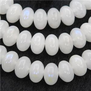 white MoonStone rondelle Beads, electroplated, approx 5x8mm