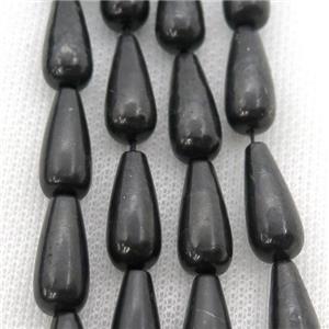 black Shungite teardrop beads, approx 8-20mm