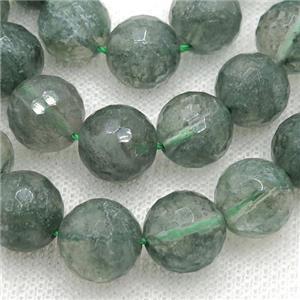 faceted round Green Quartz Beads, approx 14mm dia