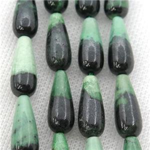 South African Hydrogrossular Beads, teardrop, green, approx 8x20mm