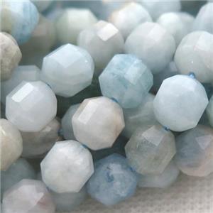 blue Aquamarine bullet beads, approx 7-8mm