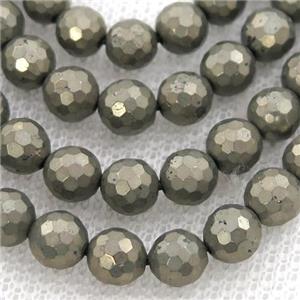 Pyrite Beads, faceted round, approx 6mm dia