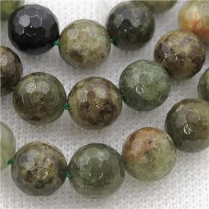 green Garnet Beads, faceted round, approx 10mm dia