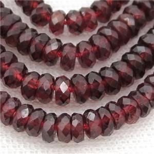 Red Garnet Beads, faceted rondelle, approx 5.5mm