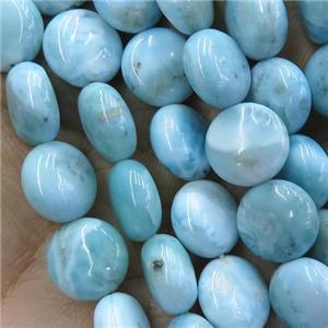 blue Larimar Beads, circle coin, approx 12mm