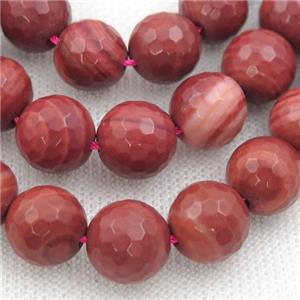 red Brazilian Rhodonite Beads, faceted round, approx 12mm dia