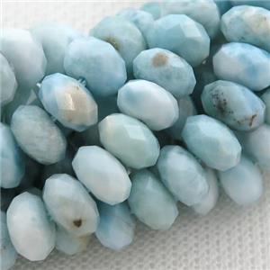 Natural Larimar Beads Faceted Rondelle Blue, approx 7mm