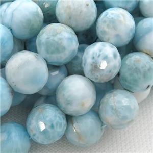 Natural Larimar Beads Faceted Round AAA-Grade, approx 7mm dia