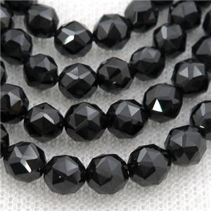 Black Spinel Beads, faceted round, approx 6mm dia