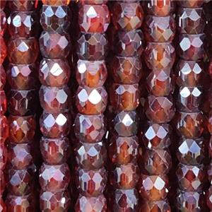 deep red Cubic Zircon Beads, faceted rondelle, approx 4mm