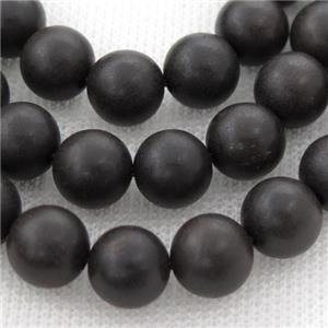natural Wood Beads, black, round, approx 6mm dia