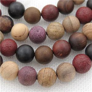 natural Wooden Beads, mixed color, round, approx 6mm dia