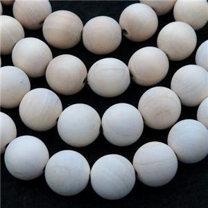 natural Wood Beads, white, round, approx 10mm dia