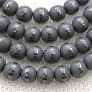 round Black Hematite Beads with line, matte, approx 4mm dia