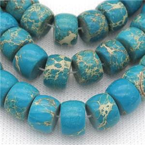 blue Imperial Jasper barrel Beads, approx 10x14mm