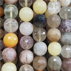 faceted round Rutilated Quartz Beads, mixed, approx 12mm