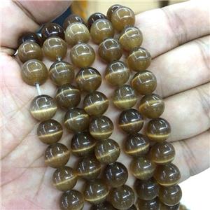 coffee round Cats Eye Stone Beads, approx 8mm dia