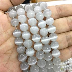 gray round Cats Eye Stone Beads, approx 4mm dia
