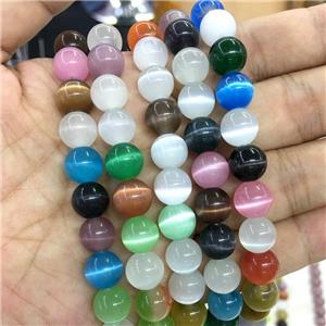 round Cats Eye Stone Beads, mixed color, approx 8mm dia