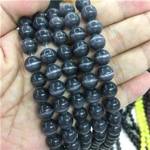 darkgray round Cats Eye Stone Beads, approx 10mm dia