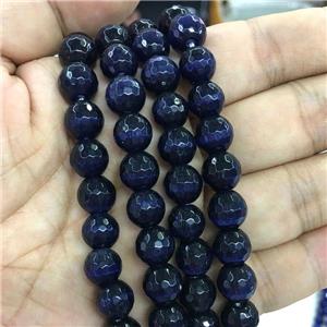 darkblue Cat Eye Stone Beads, faceted round, approx 10mm dia