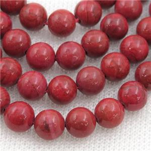 red Cuckoo Jasper Beads, dye, round, approx 6mm dia