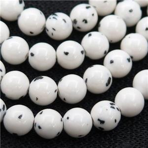 White Synthetic Spot Bodhi Jasper Beads Round Smooth, approx 12mm dia