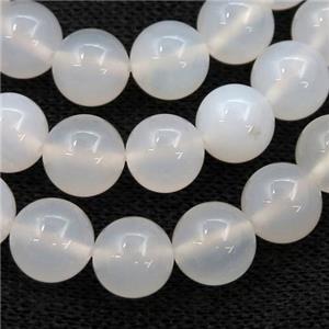 white Agate Beads, round, approx 8mm dia
