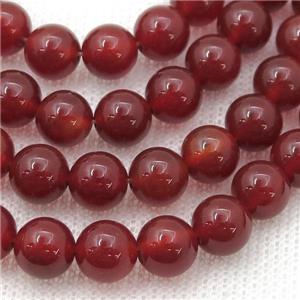 red Carnelian Agate Beads, round, approx 4mm dia