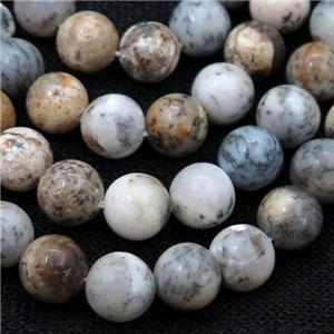 white Moss Opal Stone Beads, round, approx 4mm dia
