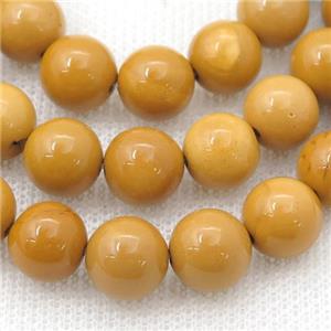yellow Mookaite Beads, round, approx 10mm dia