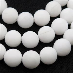 round fired White Jade Beads, matte, approx 6mm dia