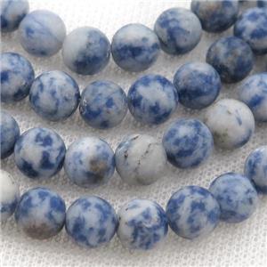 round blue Dalmatian Jasper Beads, matte, approx 6mm dia