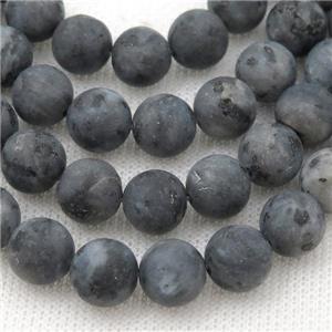 round Black Labradorite Beads, matte, approx 12mm dia