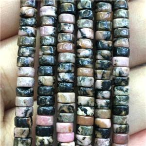 pink Rhodonite heishi beads, approx 2x4mm