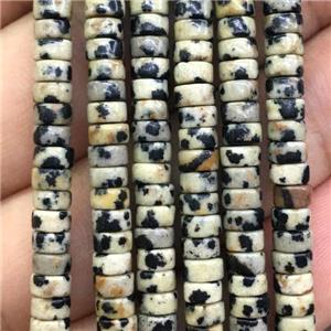 black Dalmatian Jasper heishi beads, approx 2x4mm