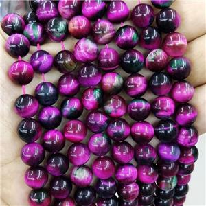hotpink Tiger eye stone beads, round, approx 8mm dia