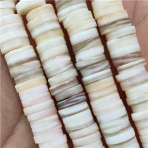 freshwater Shell heishi beads, white, approx 8mm