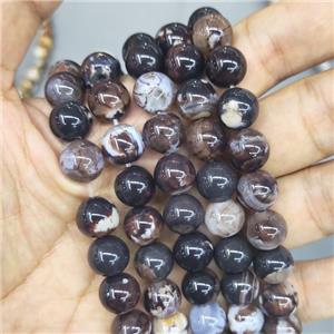 round Fire Agate Beads, black, approx 10mm dia