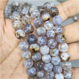 round Fire Agate Beads, gray, approx 10mm dia