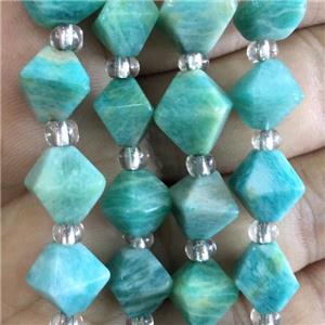 green Amazonite bicone beads, approx 10mm
