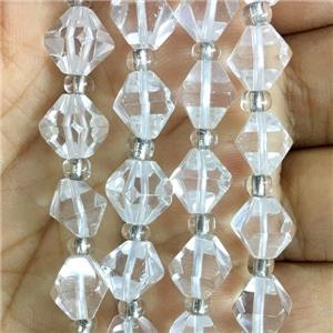 Clear Quartz bicone beads, approx 10mm