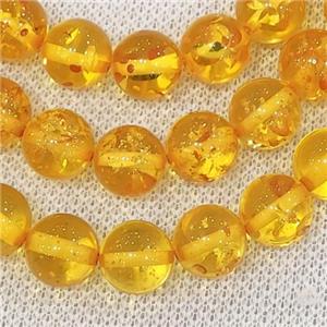 yellow synthetic Amber Beads, round, approx 8mm dia