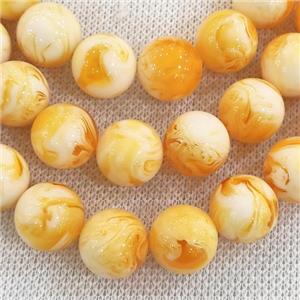 round Resin Beads, golden, approx 8mm dia