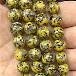 round Marble Beads, yellow dye, approx 6mm dia