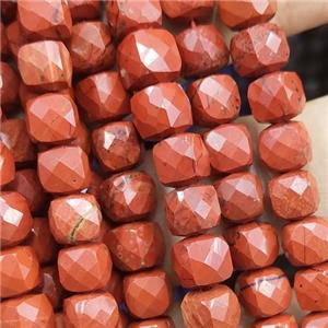 Red Jasper cube beads, faceted, approx 7mm