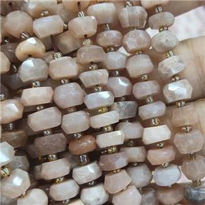 peach MoonStone Beads, faceted rondelle, approx 8mm
