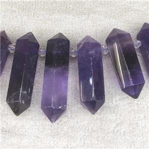 purple Amethyst bullet beads, top-drilled, approx 12-50mm
