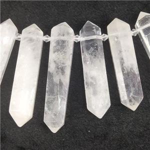 Clear Quartz bullet beads, top-drilled, approx 12-50mm